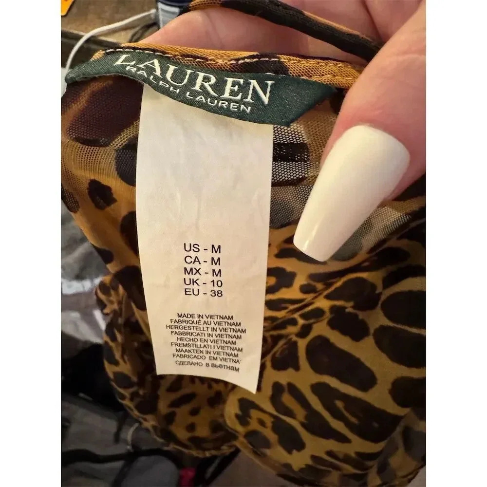 Ralph Lauren Women's Leopard-Print Tunic Cover-Up V-Neck Size M​ - Picture 6 of 9